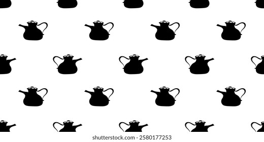 Seamless pattern with decorative teapot side view silhouette vector