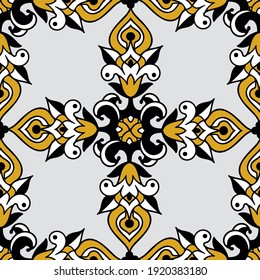 Seamless pattern of decorative tiles in retro style. Vector illustration