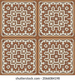 Seamless pattern of decorative tiles in retro style. Vector illustration