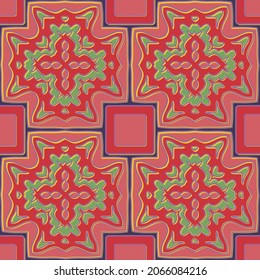 Seamless pattern of decorative tiles in retro style. Vector illustration