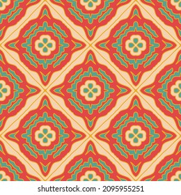 Seamless pattern of decorative tiles in retro style. Vector illustration