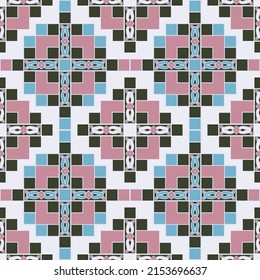 Seamless pattern of decorative tiles in retro style. Vector illustration