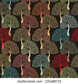 seamless pattern with decorative trees