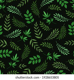 Seamless pattern with decorative tropical leaves. Suitable for printing on fabric, wrapping paper, packaging, wall paper. 