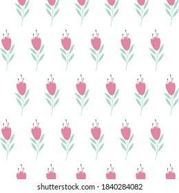 Patrón sin brillo con tulipán decorativo. Diseño para tela, textil, envoltura, papel digital.