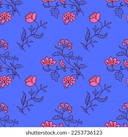 Seamless pattern with decorative vector flowers
