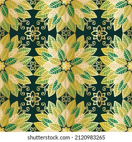 Seamless pattern decorative vintage with floral background.