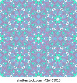 Seamless pattern. Decorative vintage pattern with mandalas. Vector background