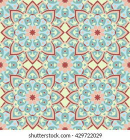 Seamless pattern. Decorative vintage pattern with mandalas. Vector background