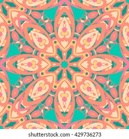 Seamless pattern. Decorative vintage pattern with mandalas. Vector background