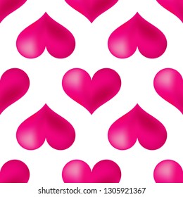 Seamless pattern with decorative voluminous hearts. 3D. Valentine's day. Vector illustration. Can be used for wallpaper, textile, invitation card, web page background.