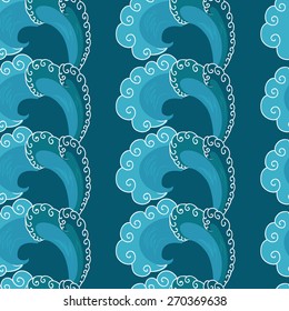 seamless pattern. decorative wave.shades of blue 