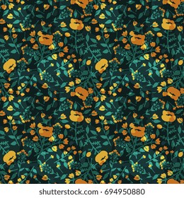 Seamless pattern with decorative yellow flowers