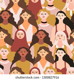Seamless pattern dedicated to international women's day. 8 of march vector illustration that can be used for wrapping, wallpaper, background, fabric, textile and interior decor.