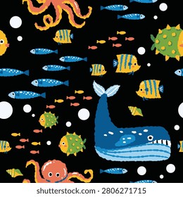 seamless pattern with Deep Blue Ocean Adventure Seamless Pattern for Toddlers
