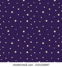 Seamless pattern of deep space with stars in a flat style. Mysticism, Halloween set, spiritualism, magic.Vector illustration. Vector illustration