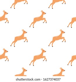 Seamless pattern with deer, doe, roe deer. Vector illustrations in the Scandinavian style.