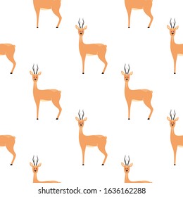 Seamless pattern with deer, doe, roe deer. Vector illustrations in the Scandinavian style.