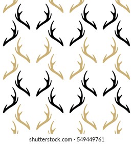 Seamless pattern with deer horns