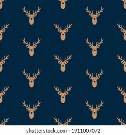 Seamless pattern deer hunting in blue