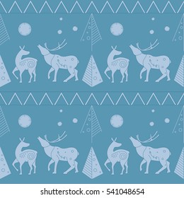 Seamless pattern with deer. Nordic style. Textiles. Christmas wrapping paper. Print. Cloth design, wallpaper.