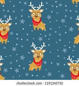 Seamless pattern with Deer. Perfect for cards, invitations, wallpaper, banners, kindergarten, baby shower, children room decoration. 