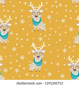 Seamless pattern with Deer. Perfect for cards, invitations, wallpaper, banners, kindergarten, baby shower, children room decoration. 
