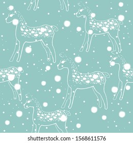 Seamless Pattern with Deer. Scandinavian Style. Unique Design.