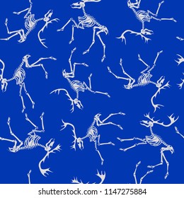 Seamless pattern with deer skeletons
