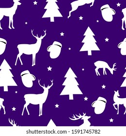 Seamless pattern deer and star for decoration new year
