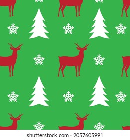 Nahtlose Muster für Hirsche und Schneeflocken auf Weihnachtshintergrund