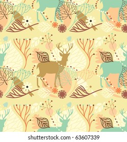 Seamless pattern with deers