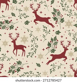 Padrão contínuo com veados. Design para cartão, tecido, impressão, saudação, pano, cartaz, roupas, têxtil.