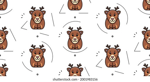 Seamless pattern with Deers. Icon design. Template elements