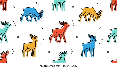 Seamless pattern with Deers. isolated on white background