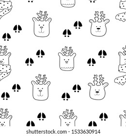 Seamless pattern deers vector illustration.
