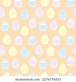 Seamless pattern in delicate colors. Festive eggs for Easter. Vector illustration