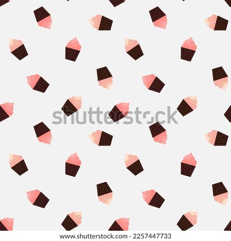 Seamless pattern with delicate cupcakes