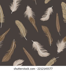 Seamless pattern with delicate feathers