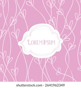 Seamless pattern with delicate floral hearts and cute banner