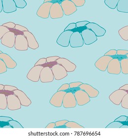 Seamless pattern with delicate flowers on a blue background vector illustration