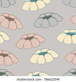 seamless pattern with delicate flowers in pastel colors vector illustration