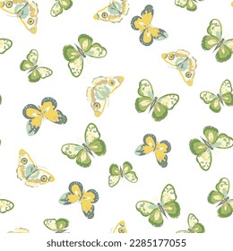 Seamless pattern with delicate green butterflies in vintage style, for Scrapbooking, Celebration, Birthday