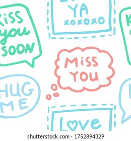 Seamless pattern of delicate multi-colored love messages.