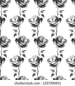 seamless pattern with delicate outline roses