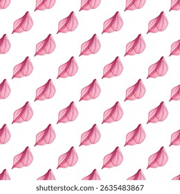 Seamless pattern of delicate pink petals on a white background, ideal for adding an elegant touch to textiles, wallpapers, or stationery. Perfect for romantic, modern, or feminine designs.
