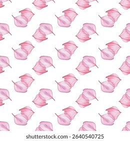 Seamless pattern of delicate pink petals on a white background, ideal for adding an elegant touch to textiles, wallpapers, or stationery. Perfect for romantic, modern, or feminine designs.