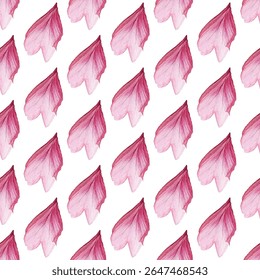 Seamless pattern of delicate pink petals on a white background, ideal for adding an elegant touch to textiles, wallpapers, or stationery. Perfect for romantic, modern, or feminine designs.