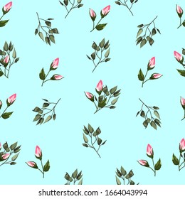 Seamless pattern of delicate romantic roses, for wedding and romantic decor, for packaging and textiles