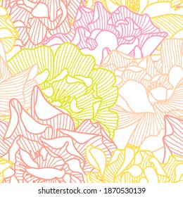 Seamless pattern with delicate roses. Beautiful decorative stylized summer flowers.